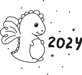2024, year of the dragon, cute dragon, new year 2024, year of the green wooden dragon