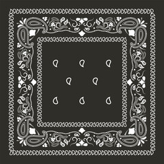 Grey bandana kerchief paisley fabric patchwork abstract vector seamless pattern.