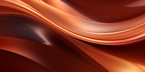 Copper Creative Abstract Wavy Texture. Screen Wallpaper. Digiral Art. Abstract Bright Surface Liquid Horizontal Background. Ai Generated Vibrant Texture Pattern.