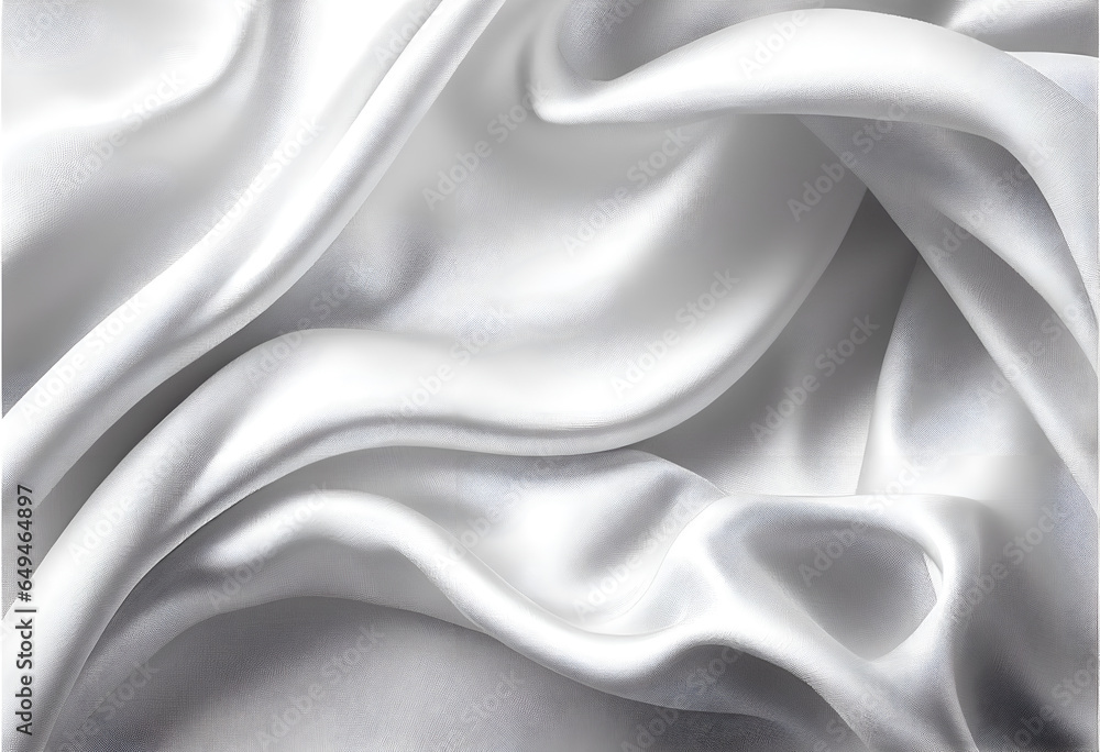 Poster high detailed close up white soft silk fabric clean backround wavy beige satin texture pattern for w