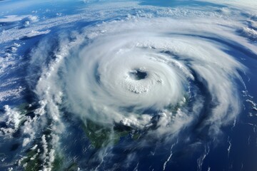 Satellite view of hurricane Matthew. Generative AI - obrazy, fototapety, plakaty