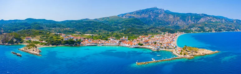 Poster Mediterraans Europa View of Kokkari fishing village with beautiful beach, Samos island, Greece