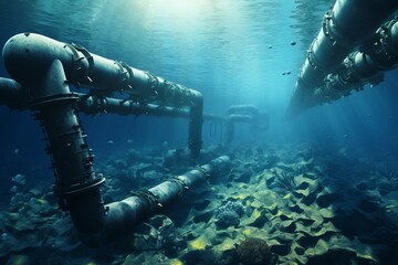 underwater pipelines on ocean floor. Generative AI