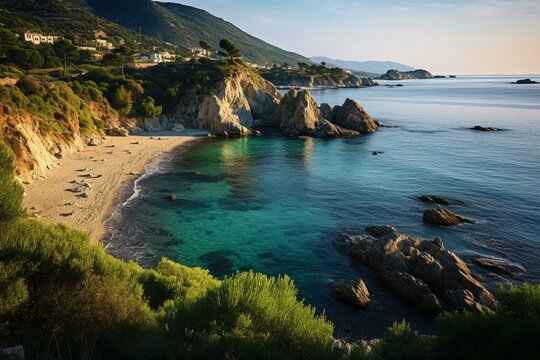 Scenic shoreline at Capo Vaticano, Calabria with a beautiful beach. Generative AI