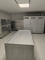 hospital morgue room, empty morgue