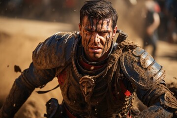 Fototapeta premium Man gladiator in battle
