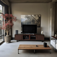 Modern living room, armchair and television