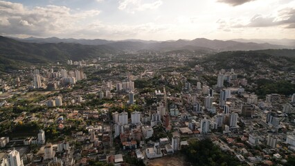 Fototapeta na wymiar aerial view of Blumenau city state of Santa Catarina, south of Brazil,