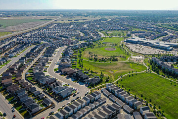 Fototapeta na wymiar Hampton Village Aerial in Saskatoon