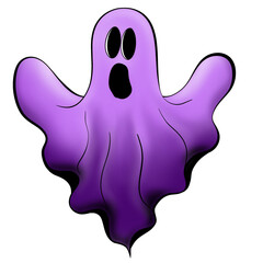 Purple ghost halloween clip art, isolated 