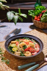 Mee Kari or Curry Mee is an Asian dish originated from the Asean Country like Malaysia, Singapore and Thailand. Usually eat for lunch . It is a diet version