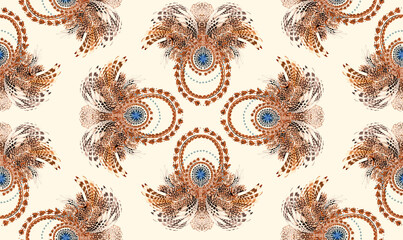 Abstract flower and colorful seamless textile print pattern. geometric template design for...