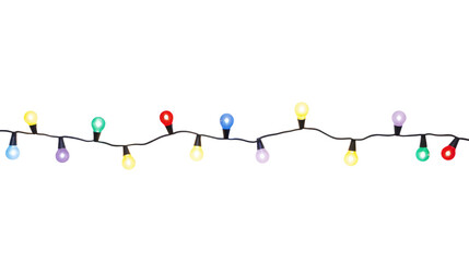 String of Christmas lights isolated on transparent background. Generative ai