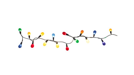 String of Christmas lights isolated on transparent background. Generative ai