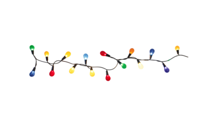 String of Christmas lights isolated on transparent background. Generative ai