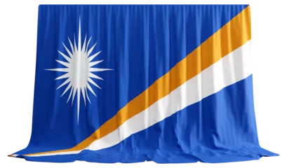 Fotobehang Marshall Islands Flag Curtain in 3D Rendering Embracing the Marshall Islands' Rich Heritage © katarsis stock