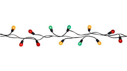 String of Christmas lights isolated on transparent background. Generative ai