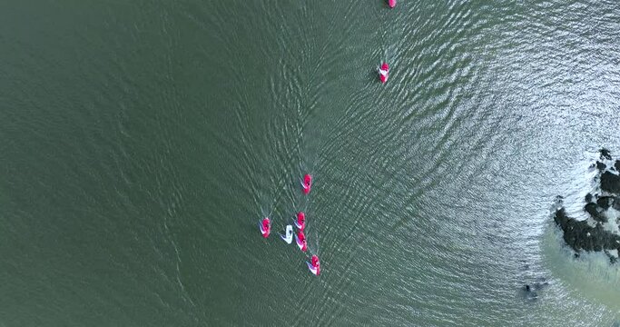 Sailboats compete in a summer race 4k