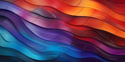 Mosaic Tile Creative Abstract Wavy Texture. Screen Wallpaper. Digiral Art. Abstract Bright Surface Liquid Horizontal Background. Ai Generated Vibrant Texture Pattern.