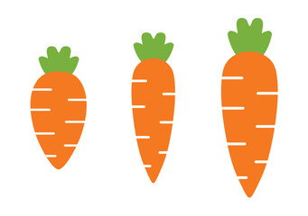 Cartoon carrot vector illustration cute icon. Isolated orange flat carrot fruit symbol logo.
