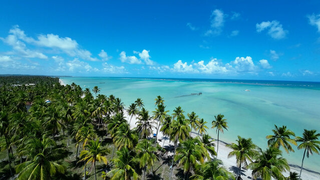Antunes Beach At Maragogi In Alagoas Brazil. Tourism Landscape. Caribbean Background. Travel Scenery. Vacations Destinations. Seaside Scene. Antunes Beach At Maragogi In Alagoas Brazil. 