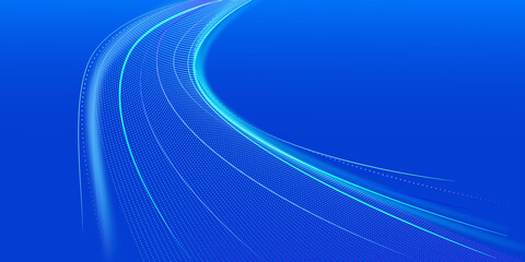 Blue glowing shiny lines effect background. Luminous lines of speed, Light trail wave