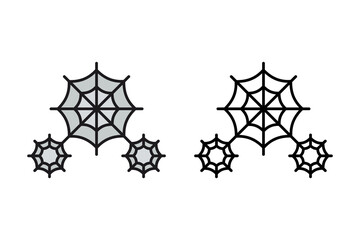 
Spider web vector eps icon, halloween, in color line and silhouette style isolated on white background.
