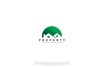 Modern gradient green Real Estate icon, Builder, Construction, Architecture and Building Logos. Vector design template

