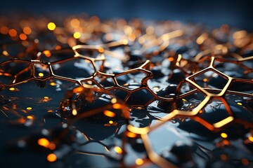 Fototapeta premium Abstract 3d render of molecule structure. Molecule structure. 3d illustration. Science, technology and medical background. Nano medicine concept. 