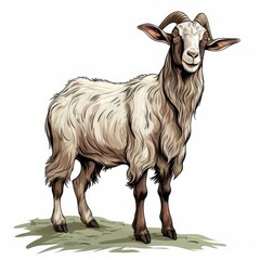 Obraz premium Cute Goat with cartoon style isolated on a white background