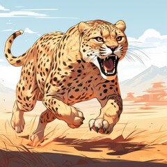Energetic Cheetah races across the plains