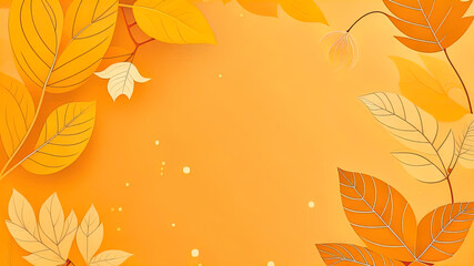 Banner layout with autumn leaves, illustration in yellow with blank space for text 