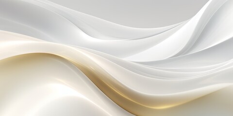White Gold Creative Abstract Wavy Texture. Screen Wallpaper. Digiral Art. Abstract Bright Surface Liquid Horizontal Background. Ai Generated Vibrant Texture Pattern.