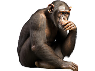 Chimpanzee Thinker, No Background, Transparent