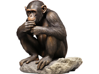 Chimpanzee Thinker, No Background, Transparent