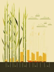 AI-generated infographic illustration of bamboo as an alternative to refined petrochemicals as a building block for making plastics. MidJourney.