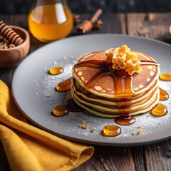 Delicious Pancakes With Honey