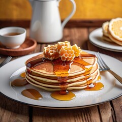 Delicious Pancakes With Honey
