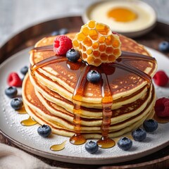 Delicious Pancakes With Honey