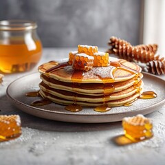 Delicious Pancakes With Honey