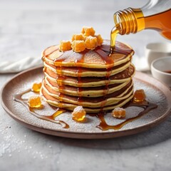 Delicious Pancakes With Honey