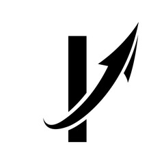Black Uppercase Letter I Icon with an Arrow
