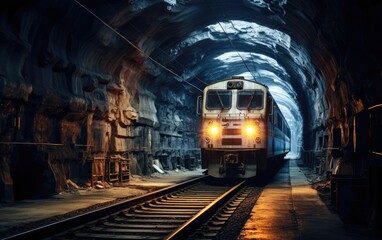 Train goes through a tunnel. Generative AI