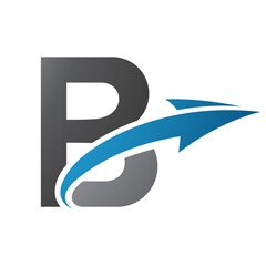 Blue and Black Uppercase Letter B Icon with an Arrow