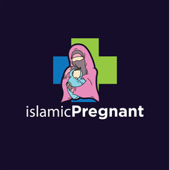 Vector muslim mom and baby logo design vector - 649490465
