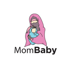 Vector muslim mom and baby logo design vector - 649490490