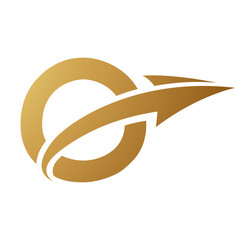 Gold Uppercase Letter O Icon with an Arrow