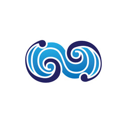 GD letter sea wave logo, GD initial company Wave G logo blue