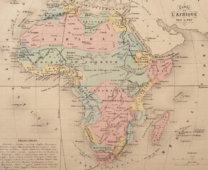 Fototapeta na wymiar Africa | Atlas Classique circa 1869 | Antique Map 