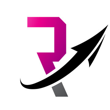 Magenta and Black Futuristic Letter R Icon with an Arrow